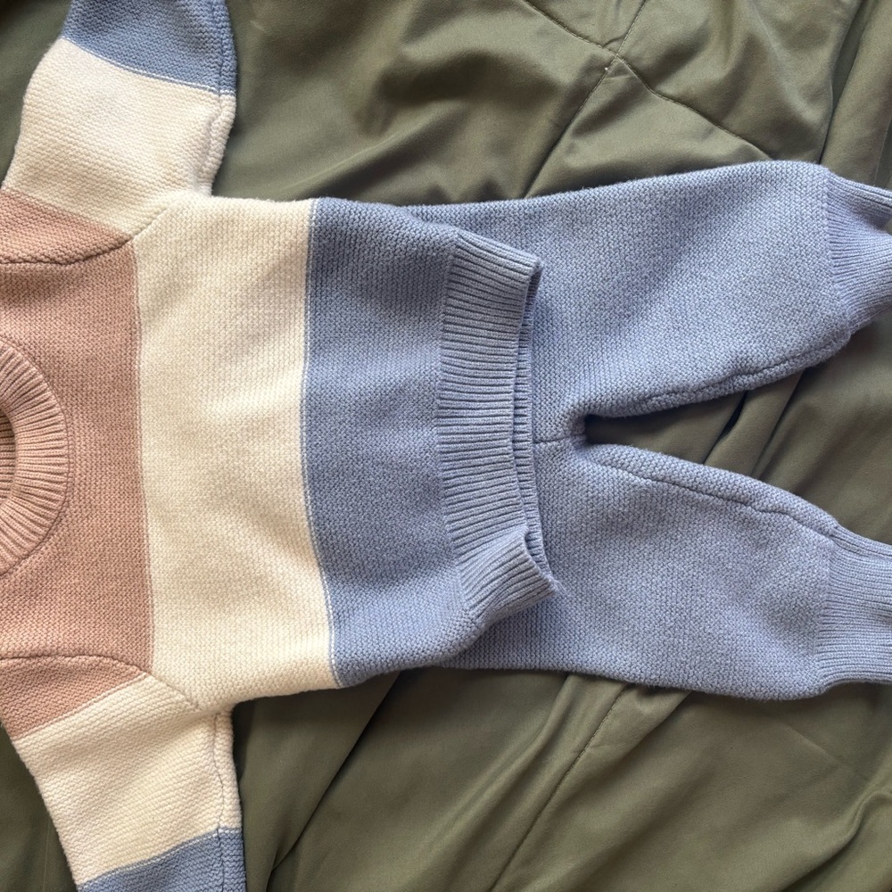 SHEIN Light Blue Knit Baby Sweater Set
